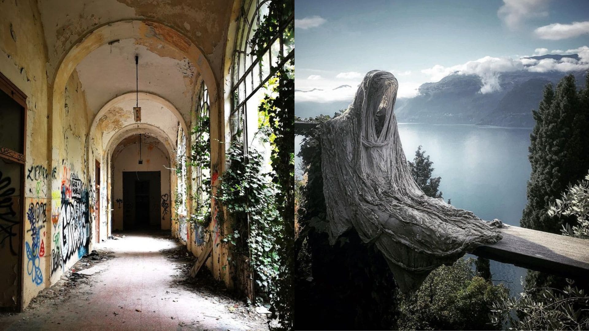 Opustená liečebňa a socha ducha