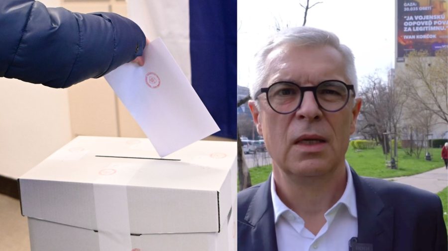 Na snímke volebná urna a Ivan Korčok.