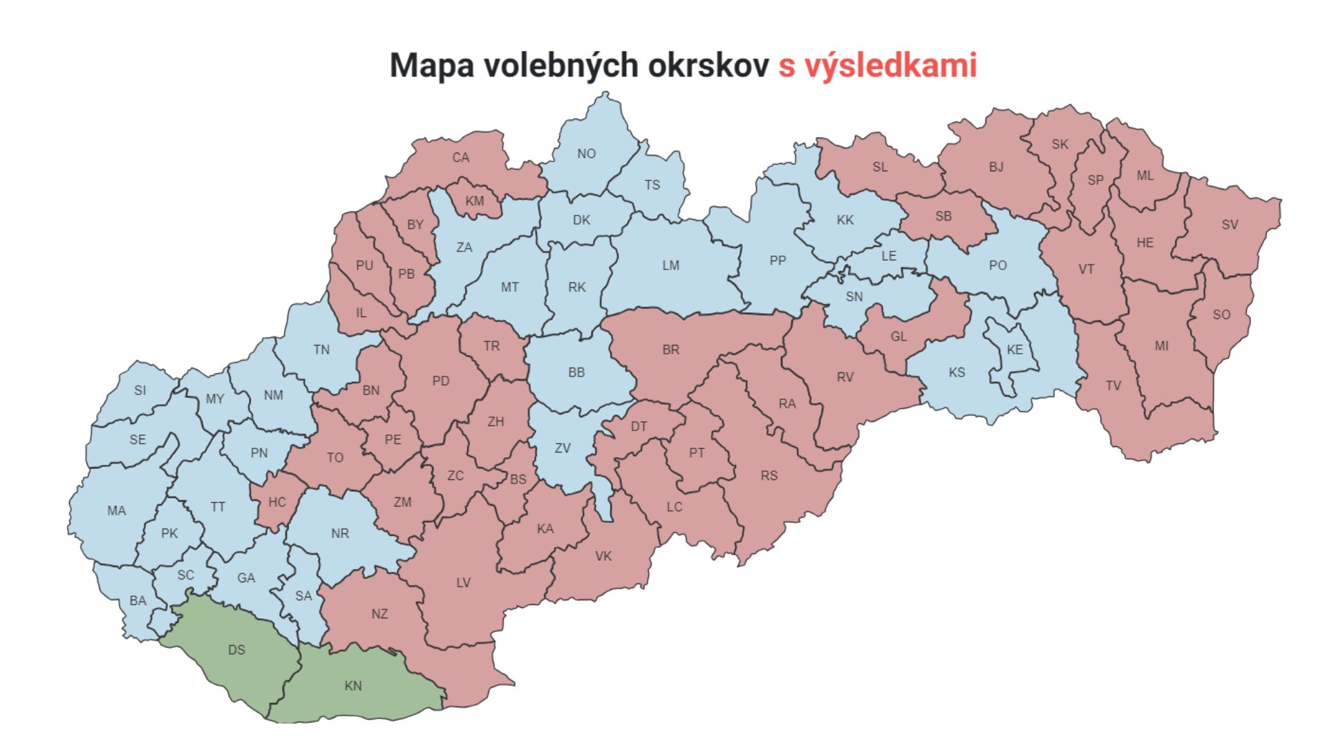 Výsledky 1. kola prezidentských volieb podľa okrskov.