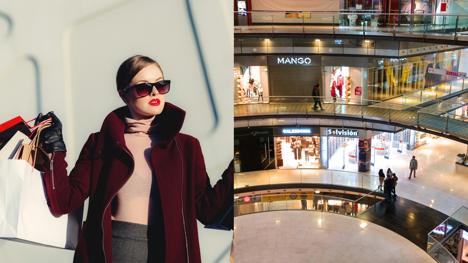 nákupné centrum, žena s nákupmi