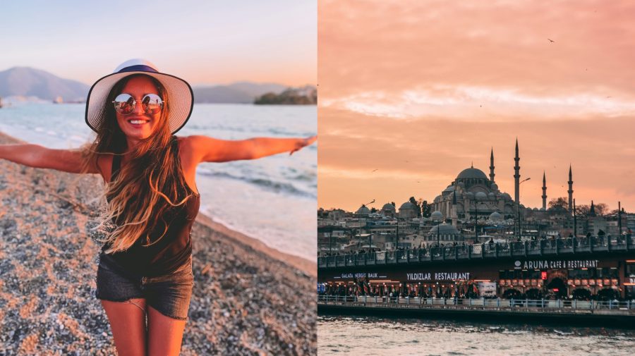 žena na pláži, istanbul, turecko
