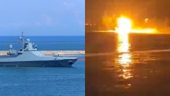 Ruská loď Sergej Kotov zasiahnutá a potopená