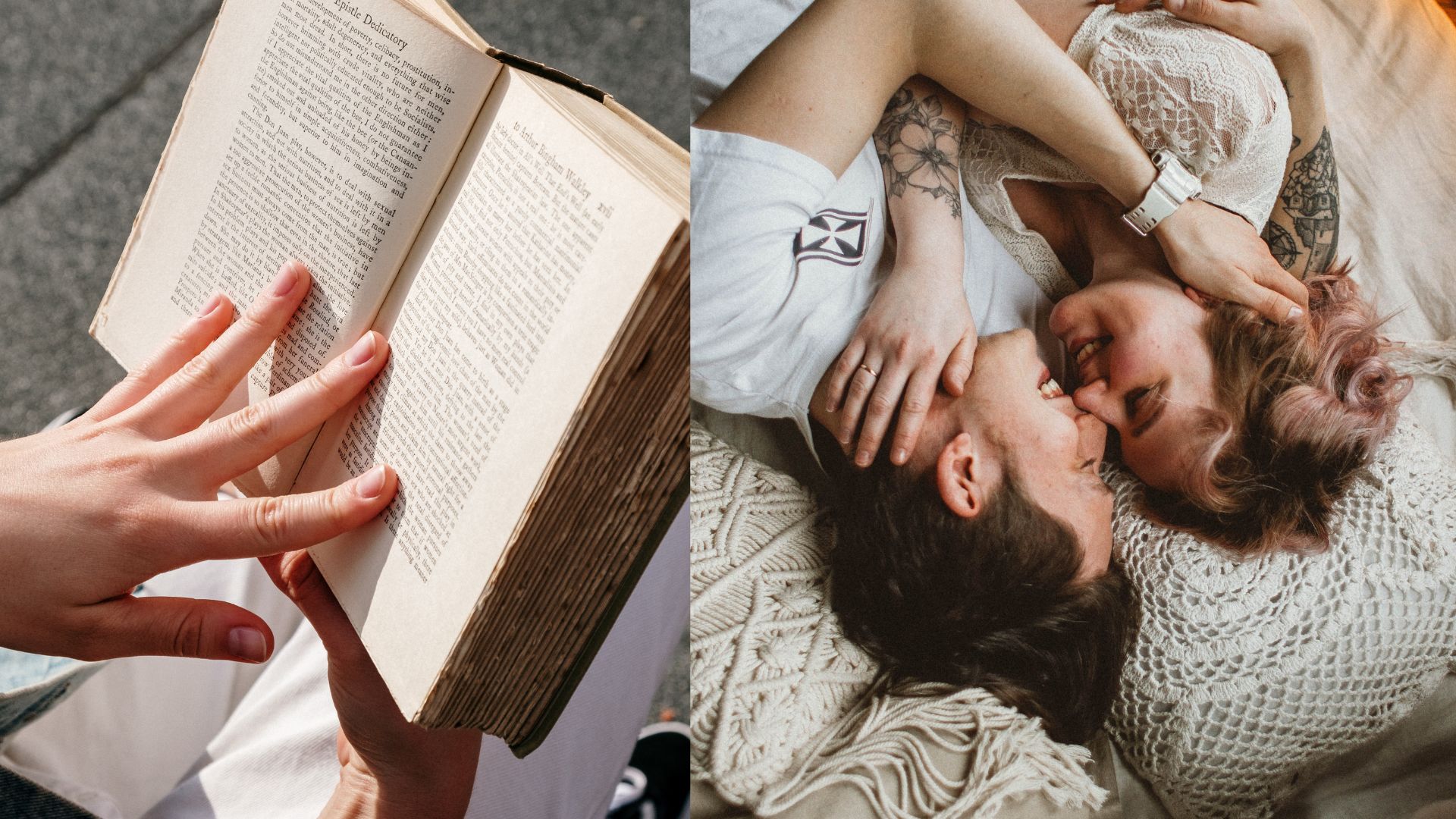 kniha a pár v posteli