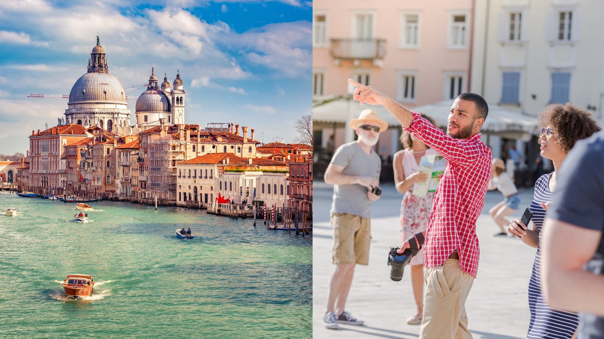 Turisti si užívajú pamiatky v meste.