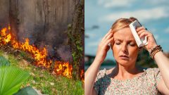 Na snímke požiar a žena