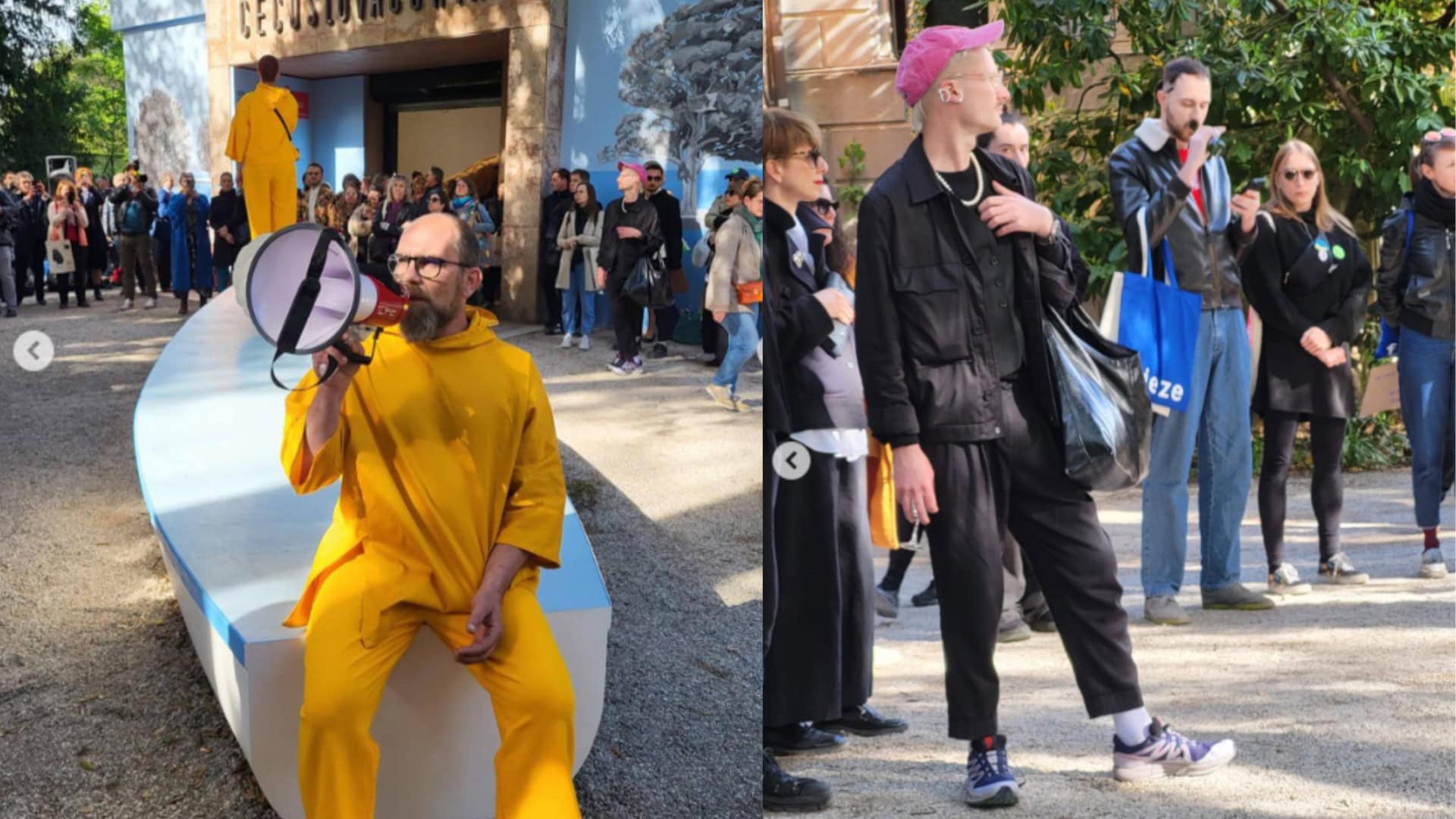 Protest umelcov na Bienále 2024