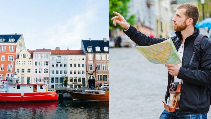 Na snímke hlavné mesto Holandska Amsterdam a turista s mapou.