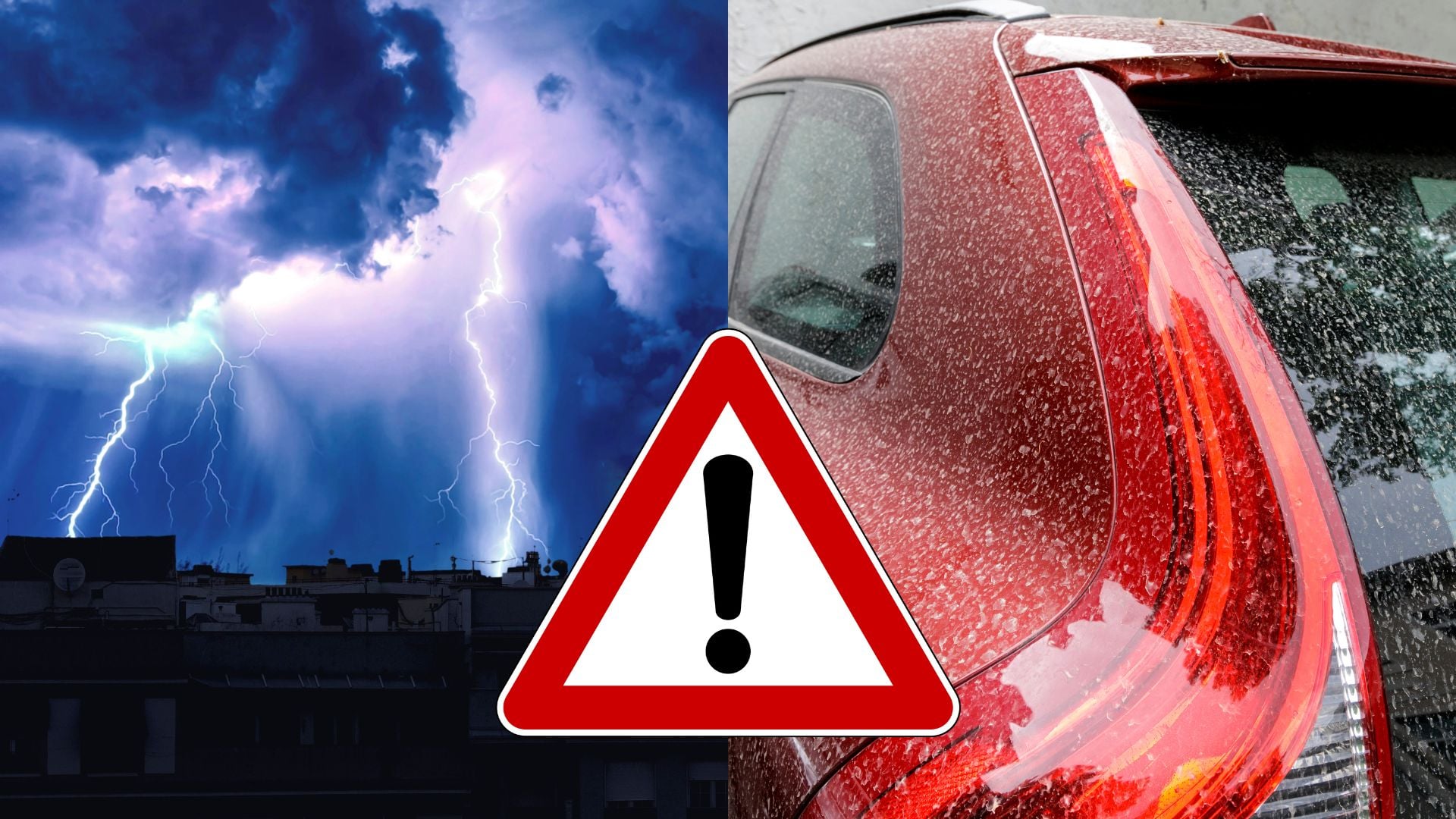 Blesky a saharský prach na aute.