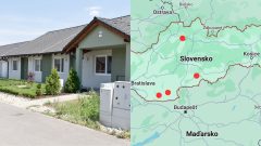 Rodinný dom a mapa Slovenska.