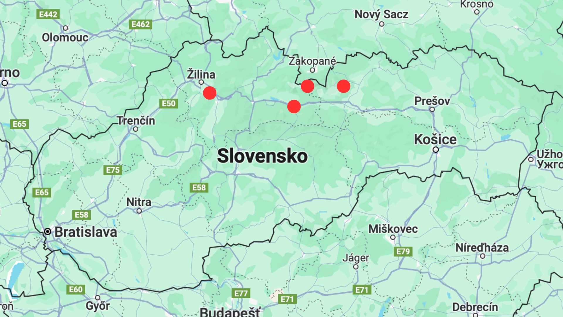 Mapka, kde útočili na Slovensku medvede.