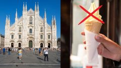 Katedrála v Miláne a zmrzlina.