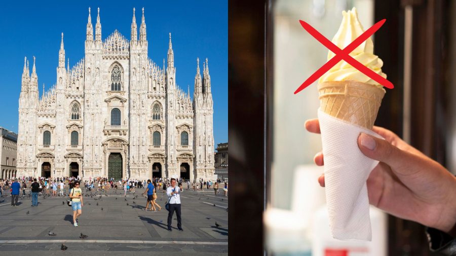 Katedrála v Miláne a zmrzlina.