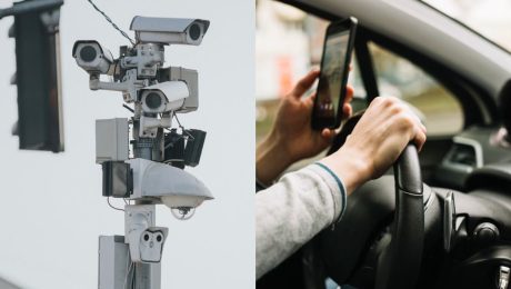 Radary na ceste mobil za volantom.