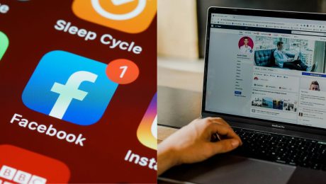 Na snímke ikonka Facebooku a počítač s Facebook profilom.