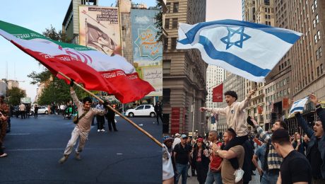 Útok na Irán, Ľudia mávajú iránskou a izraelskou vlajkou