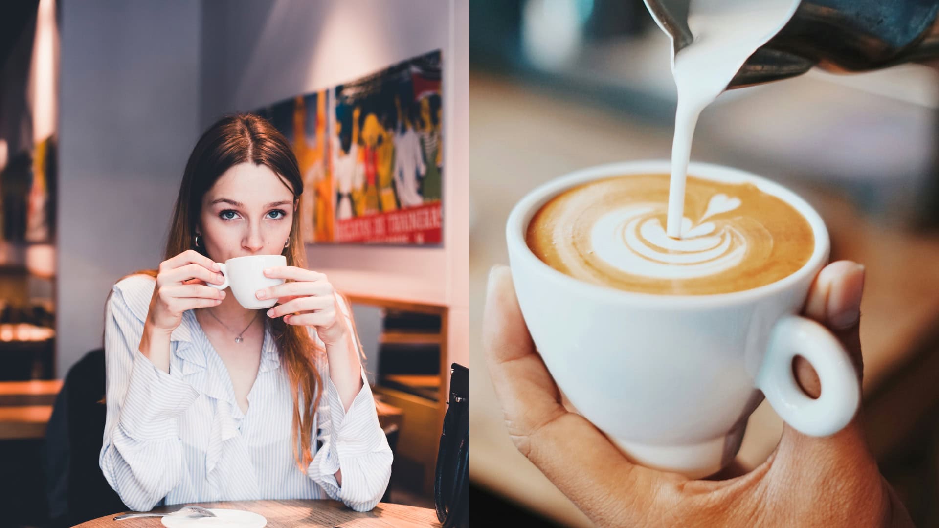 káva, žena, ktorá pije z hrnčeka