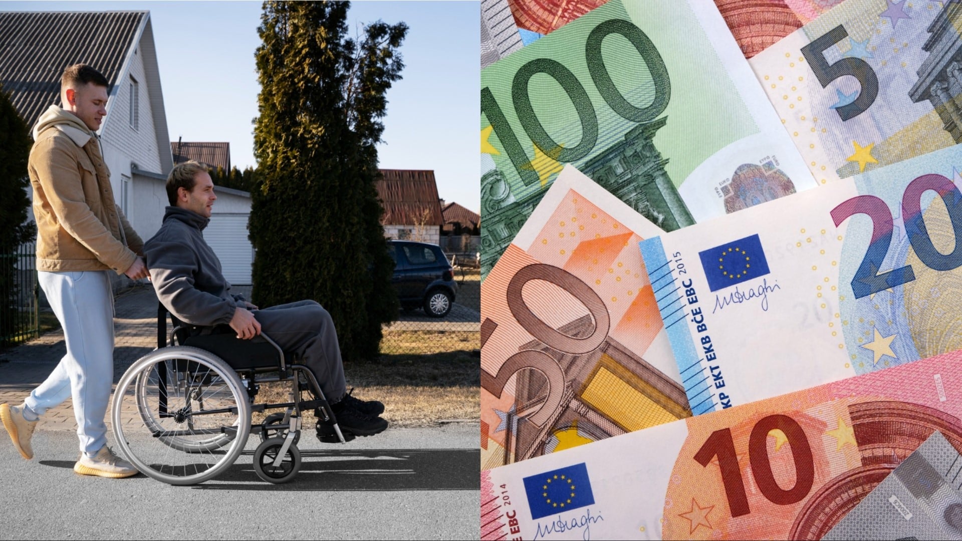 Muž na vozíku, peniaze