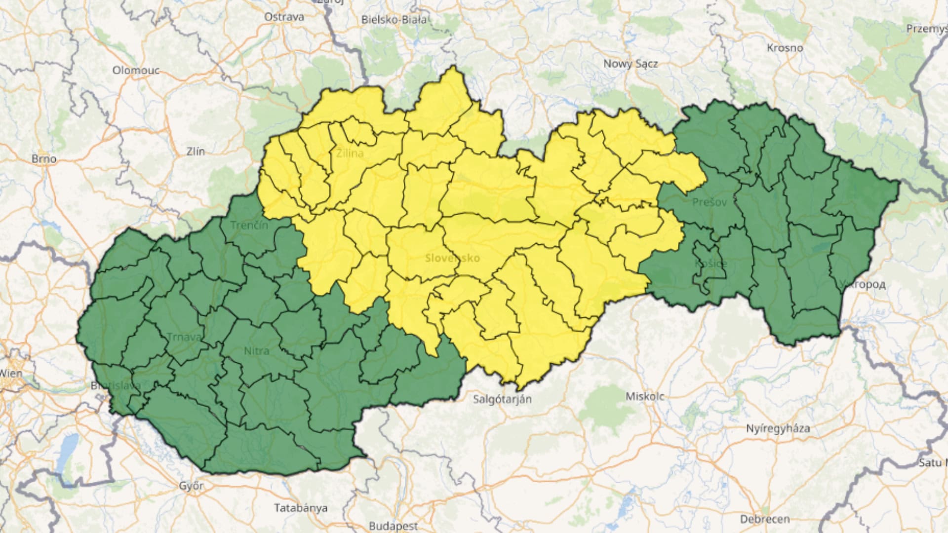 Chladný víkend mapa