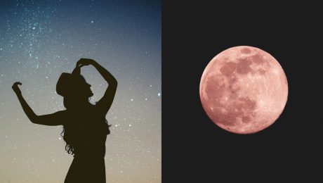 Ružový Mesiac, nočná obloha