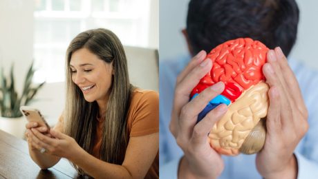 šťastná žena a mozog