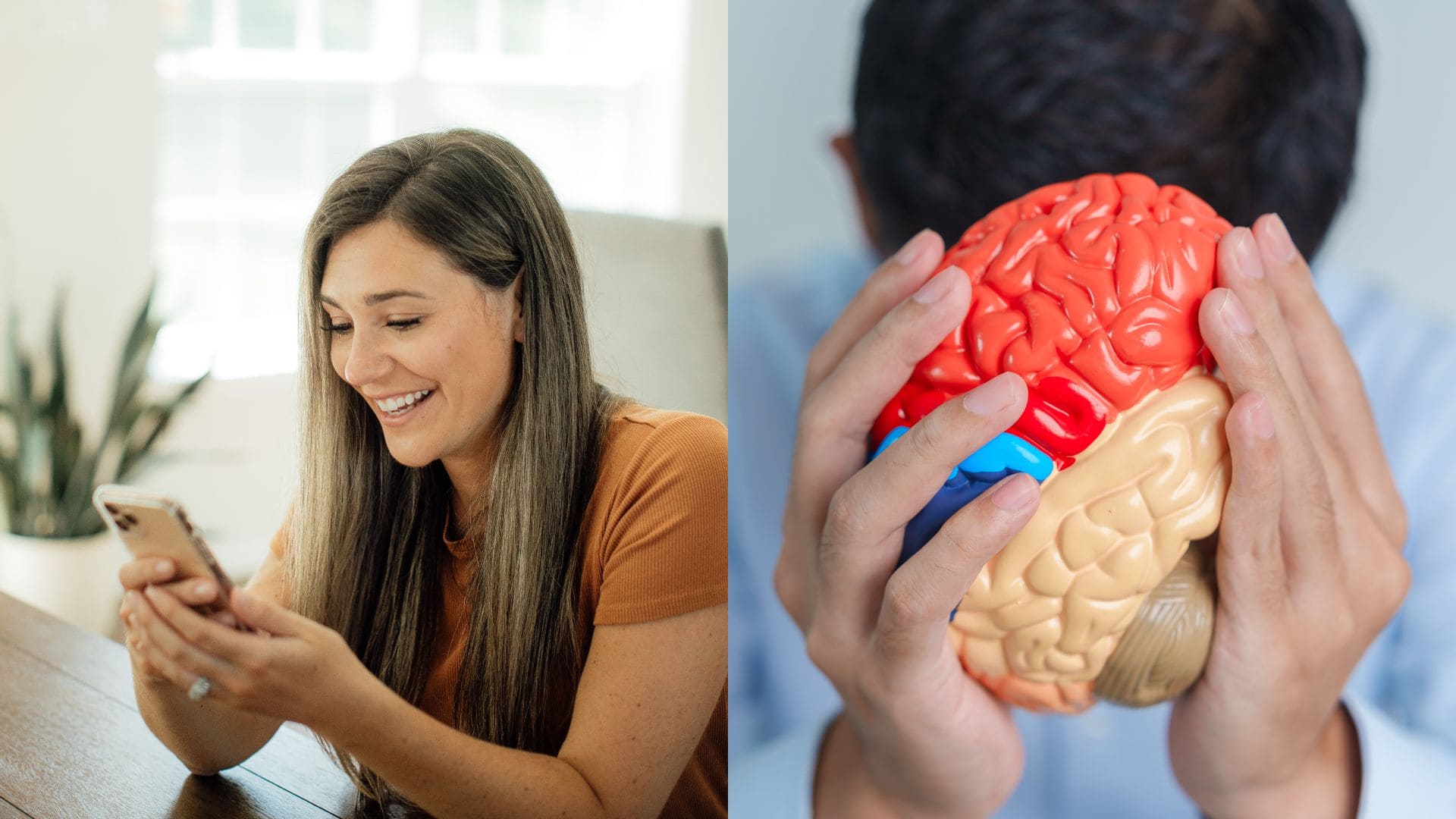 šťastná žena a mozog