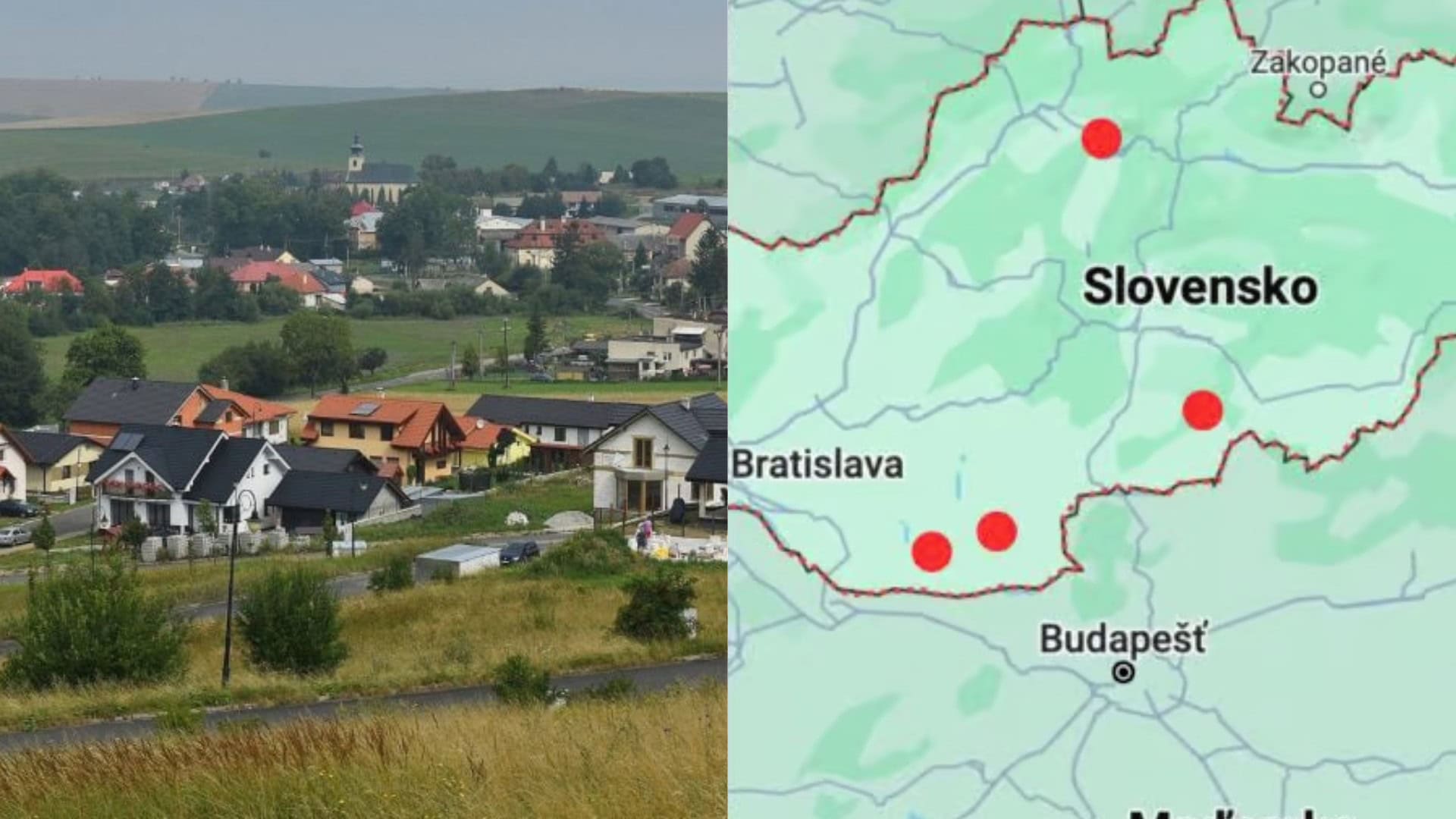 Rodinné domy, mapa Slovenska