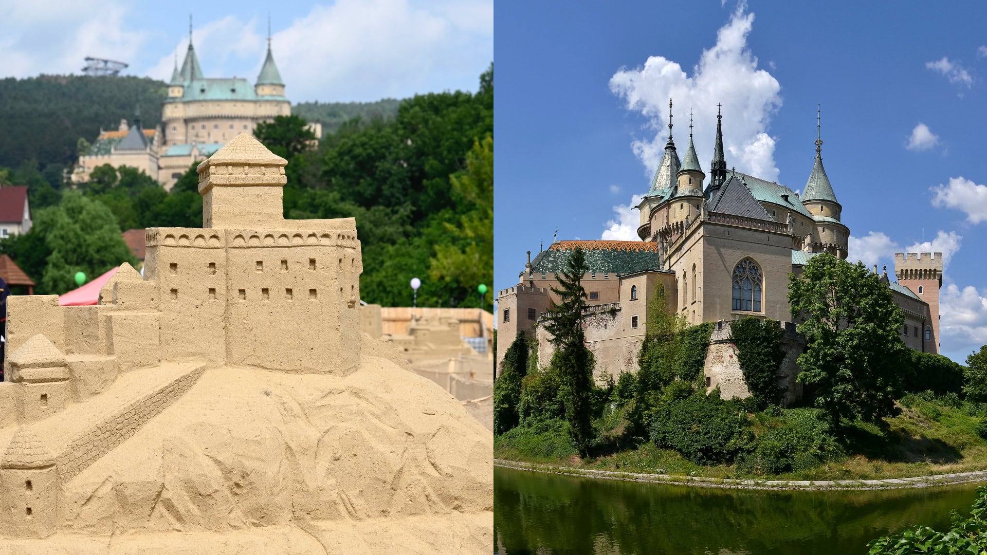 Bojnice, zámok, pieskové sochy