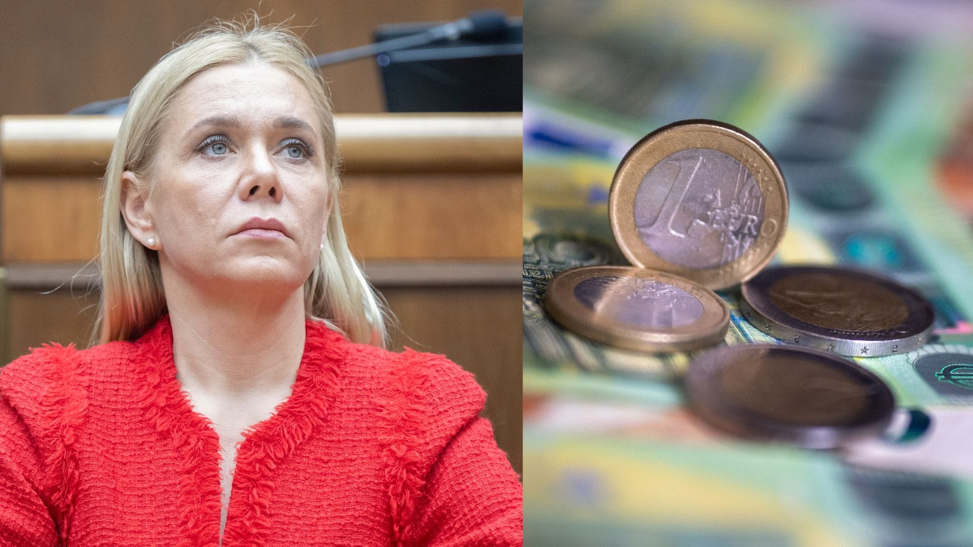 Na snímke Denisa Saková a ilustračná fotka peňazí.