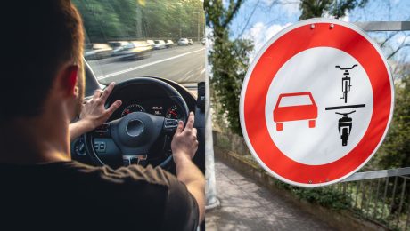 Vodič za volantom a dopravná značka.