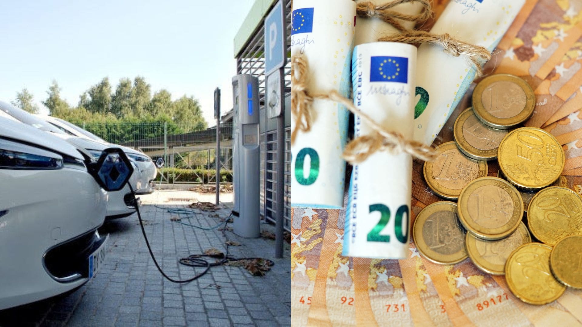 Elektromobil na nabíjačke a peniaze.