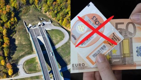 Diaľnica a diaľničná známka.