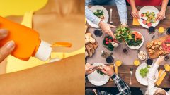 opaľovací krém, potraviny