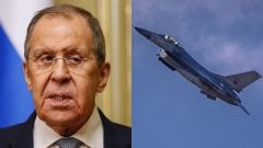 Ruský minister zahraničných vecí Sergej Lavrov a stíhačka F-16. Stíhačky F-16 na Ukrajine ako jadrová hrozba