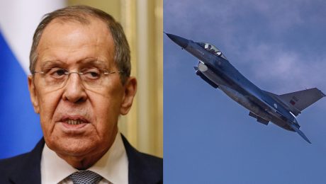 Ruský minister zahraničných vecí Sergej Lavrov a stíhačka F-16. Stíhačky F-16 na Ukrajine ako jadrová hrozba
