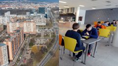 Bratislava a študenti v jedálni.