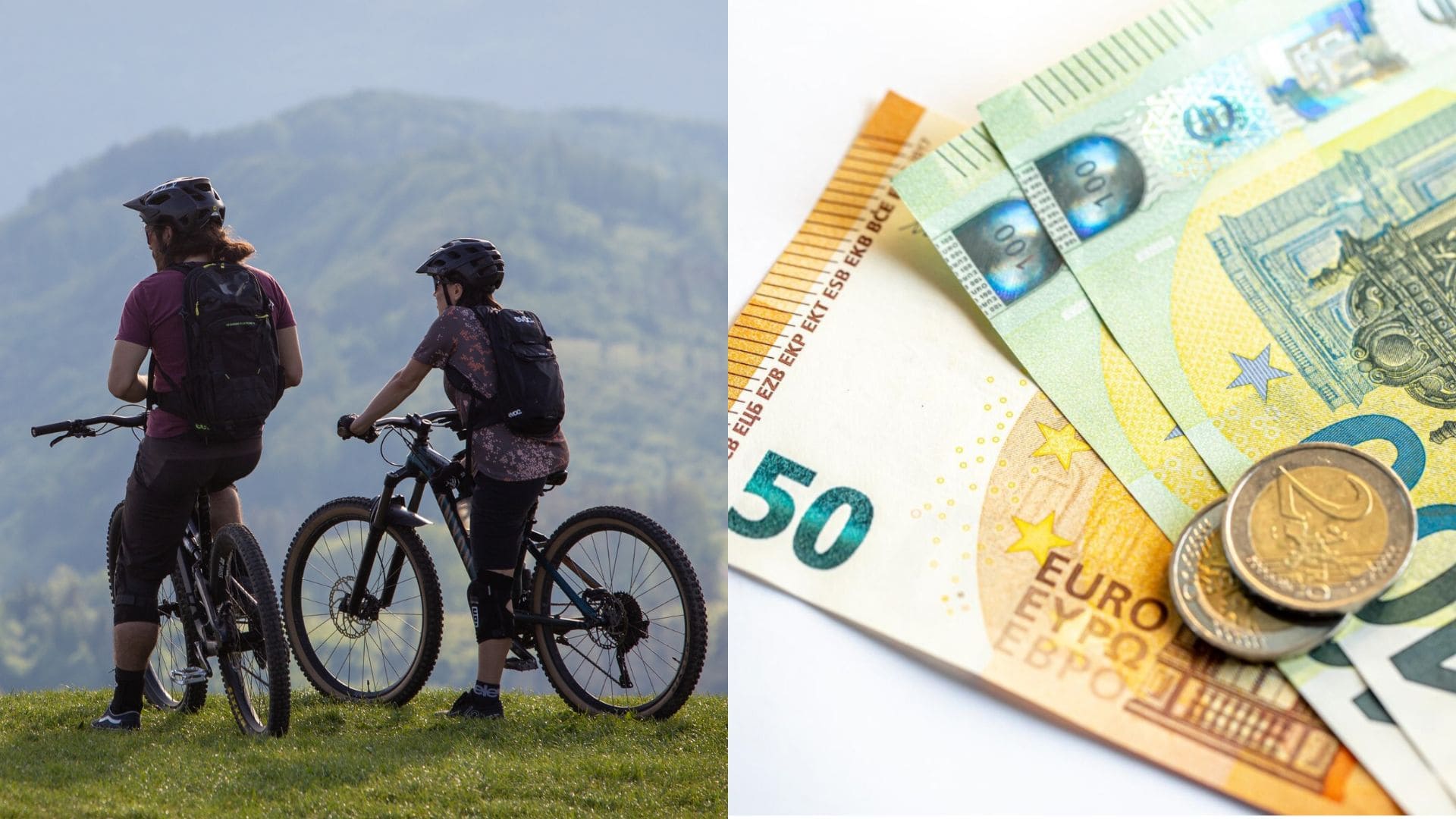 Dvaja cyklisti na horách a peniaze.