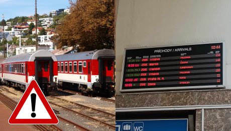 Vlaky na vlakovej stanici a meškanie vlakov.