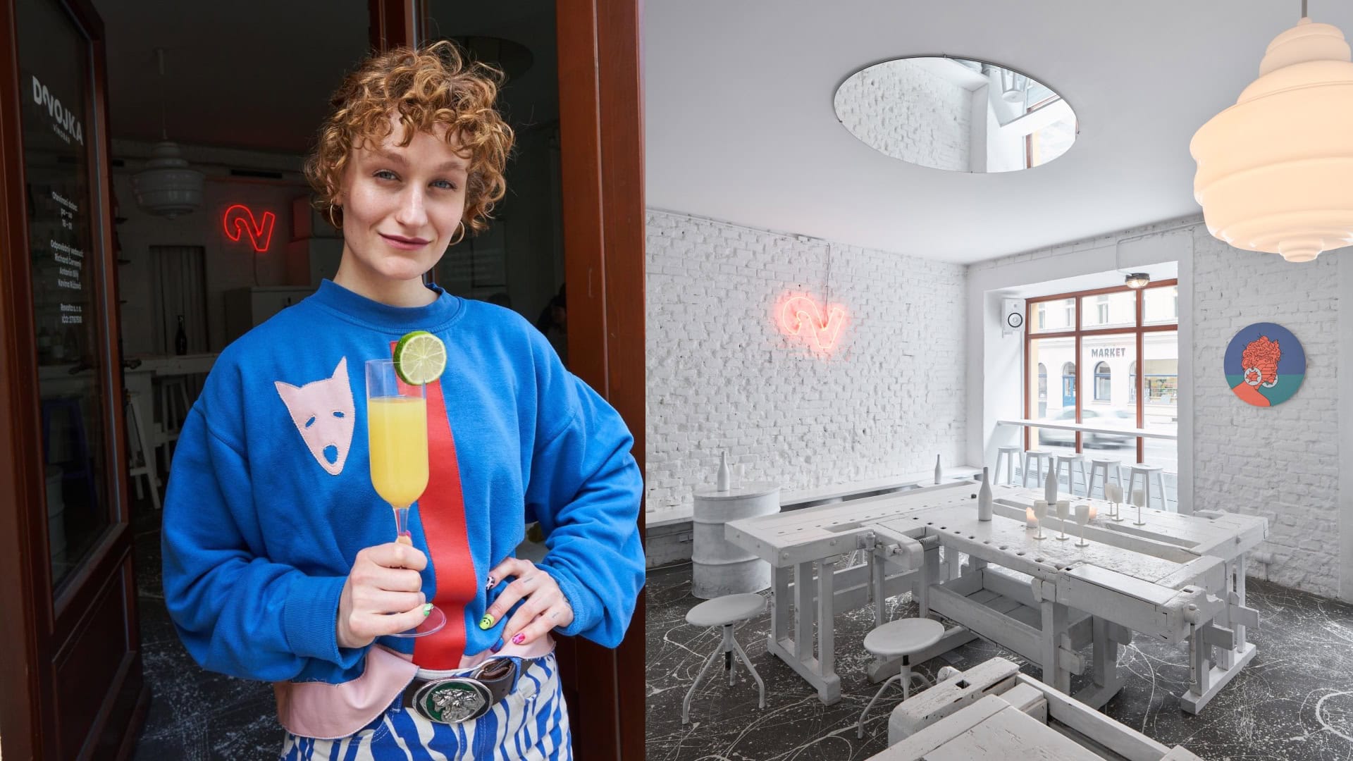 žena, interiér Vínobar Dvojka