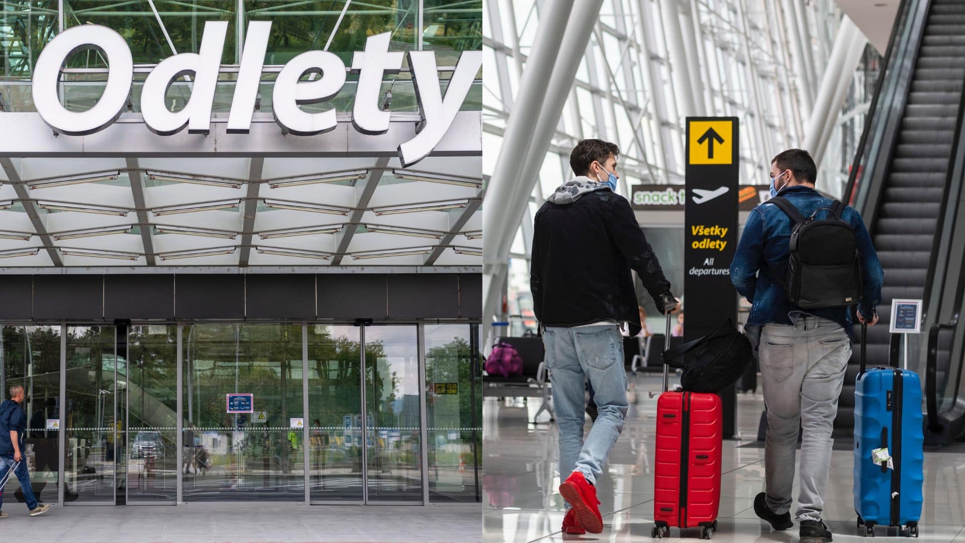 Bratislavské letisko a cestujúci na letisku.