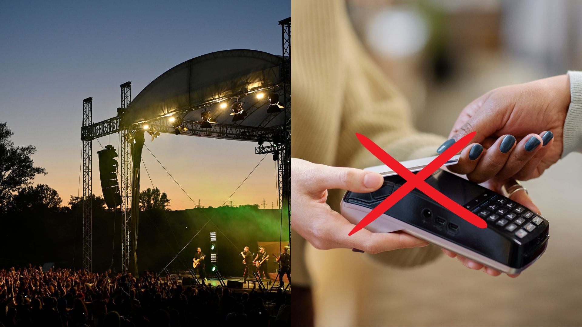 Kapela vystupuje na festivale a platba kartou.