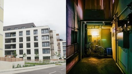 Bytovky a zaplnená chodba.