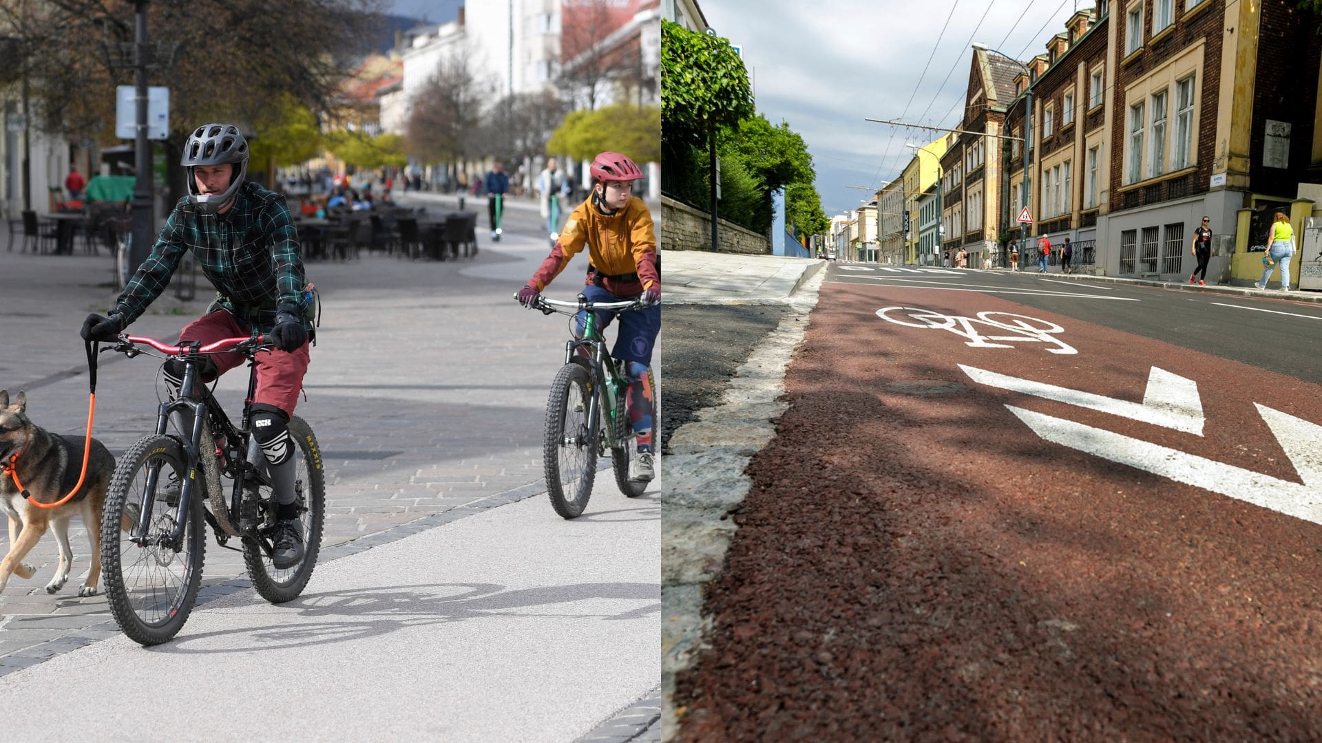 Cyklisti a cyklopruh.