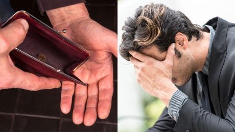 prázdna peňaženka, smutný, zúfalý muž