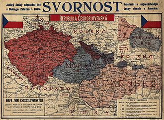 Na snímke je mapa Česko-Slovenska z roku 1919