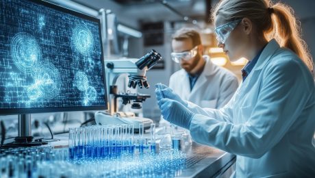 vedci, laboratórium. mRNA