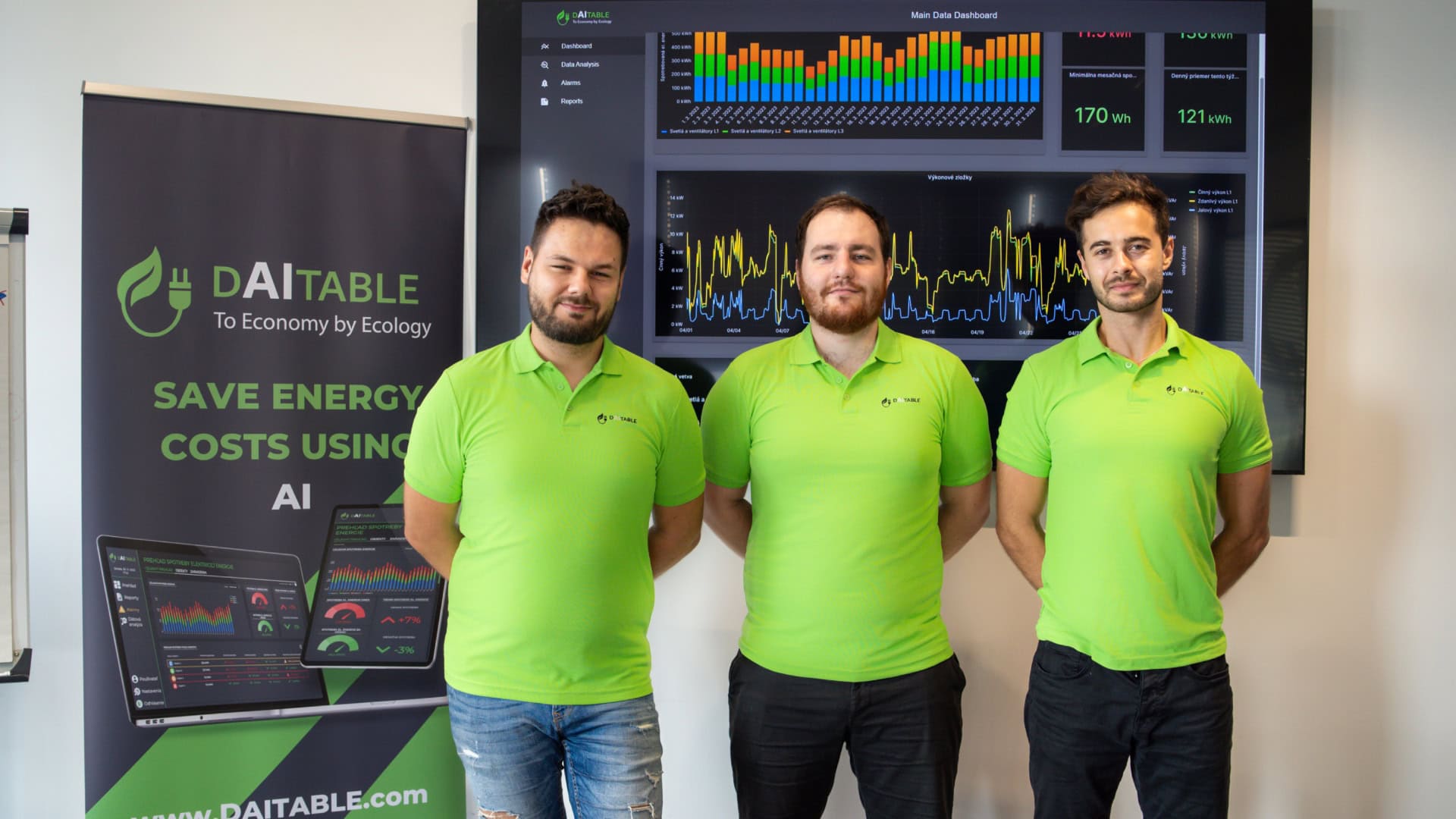 Zakladatelia DAITABLE. Zľava Jakub Perička, Dominik Hornáček a Šimon Staňo