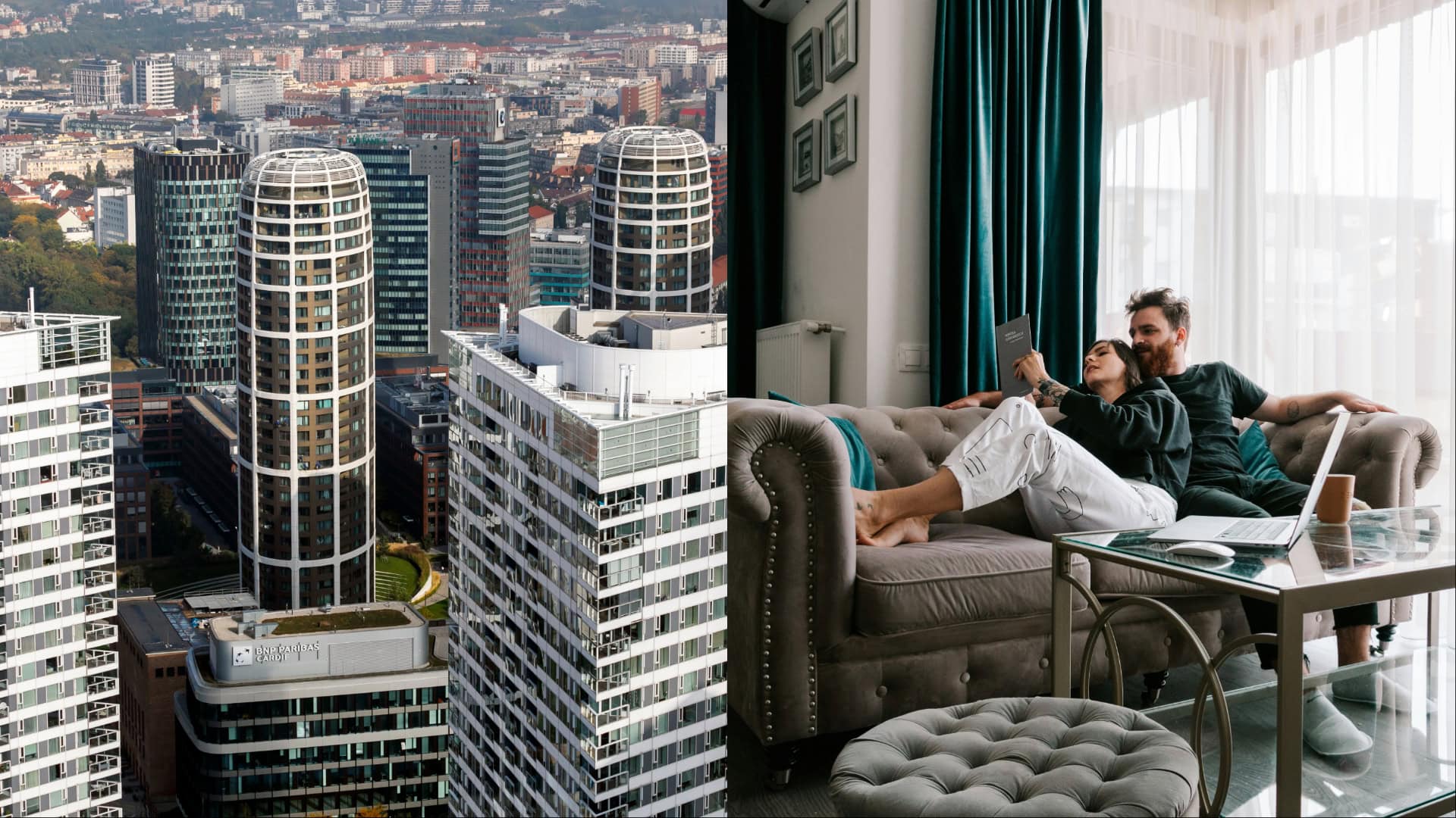 Mlynské Nivy, pár v byte na pohovke