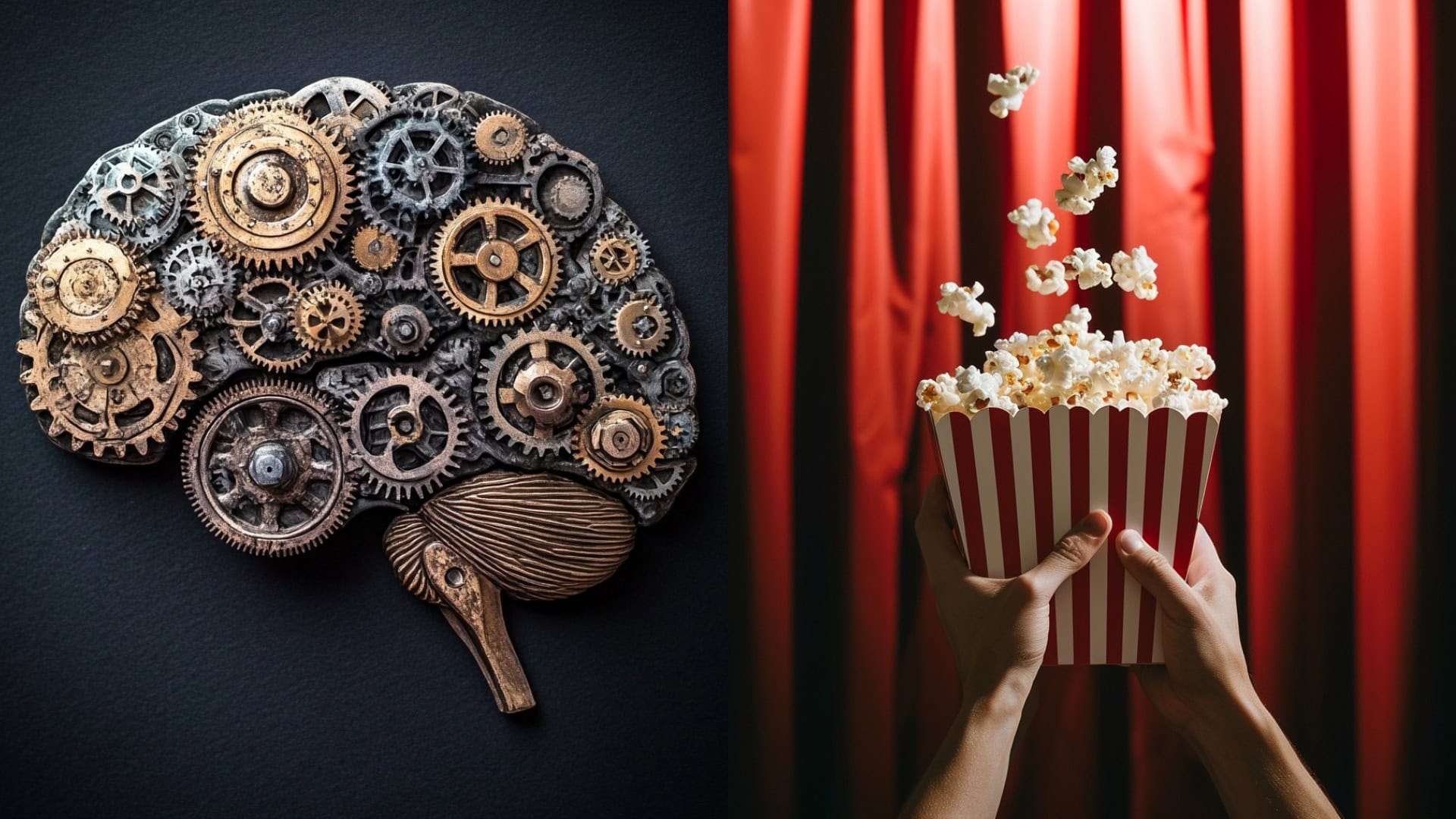 Na snímke je popcorn a mozog zhoto