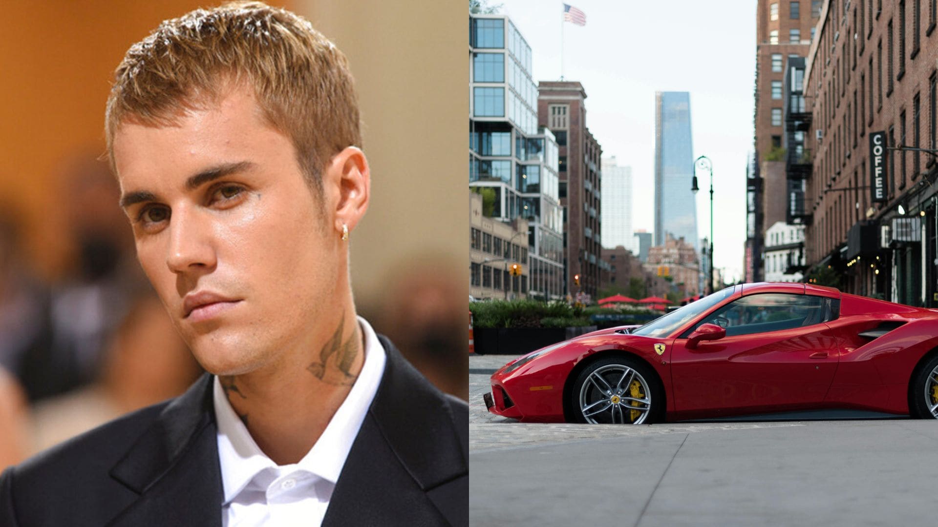 Justin Bieber a Ferrari na ceste.