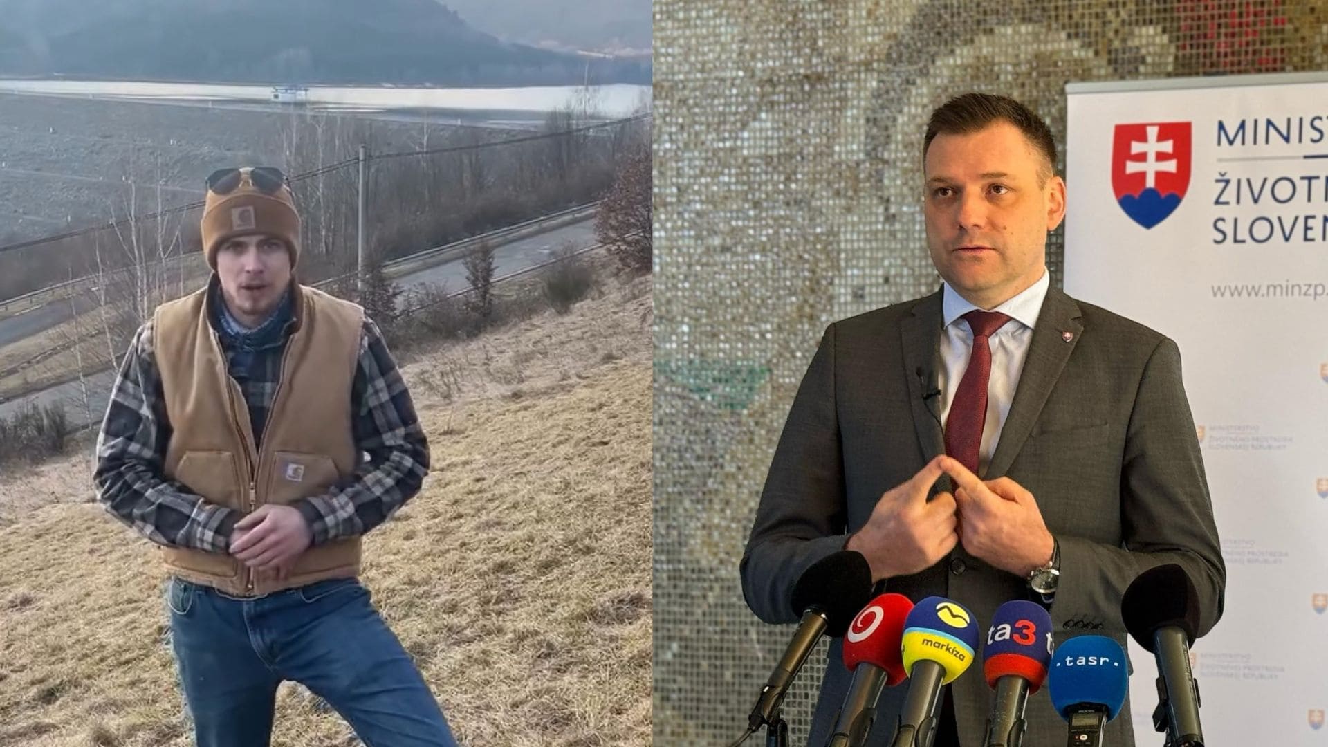 Na snímke jeden z majiteľov farmy pod Poľanou a minister životného prostredia Tomáš Taraba.